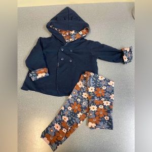 Baby merino wool bear ear reversible jacket and gwm pants